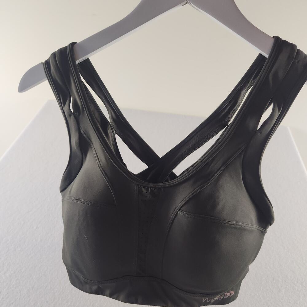 Yvette Women’s Taupe Wireless Power Cross Back Padded Sports Bra size M+